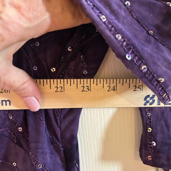 Dressbarn Sequined Embroidered Purple Stretchy Tunic Blouse  3/4 Sleeves 2X - Picture 9 of 9